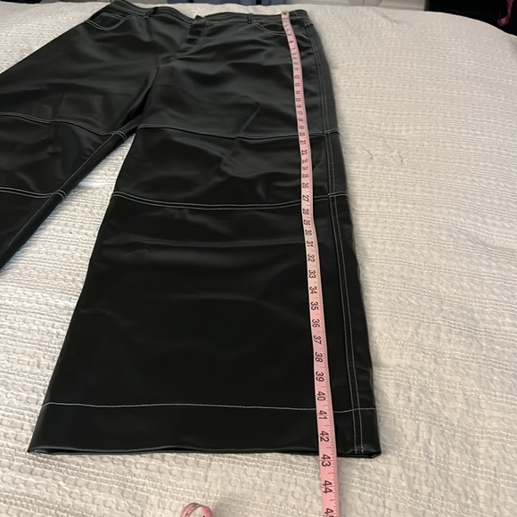 NWT Faux black leather pants with white stitching - Picture 8 of 12